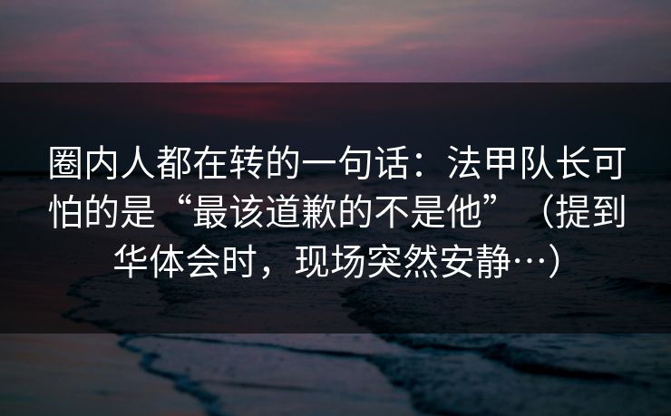 圈内人都在转的一句话：法甲队长可怕的是“最该道歉的不是他”（提到华体会时，现场突然安静…）