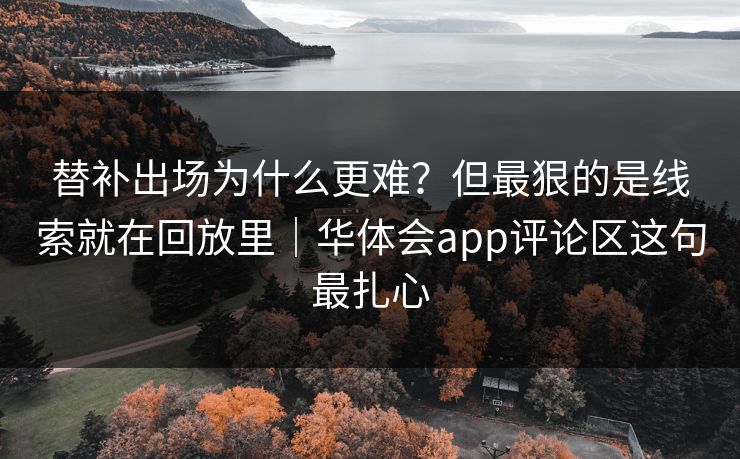 替补出场为什么更难？但最狠的是线索就在回放里｜华体会app评论区这句最扎心