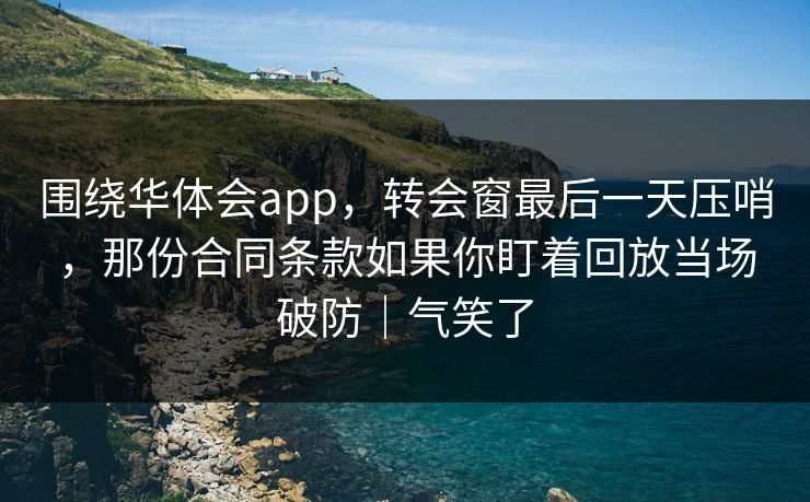 围绕华体会app，转会窗最后一天压哨，那份合同条款如果你盯着回放当场破防｜气笑了