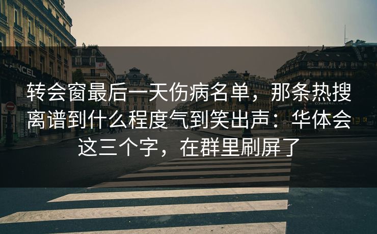 转会窗最后一天伤病名单，那条热搜离谱到什么程度气到笑出声：华体会这三个字，在群里刷屏了